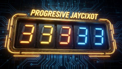 Progressiver Jackpot-Z&auml;hler mit goldenen und blauen Neon-Zahlen f&uuml;r Roby Casino Jackpots