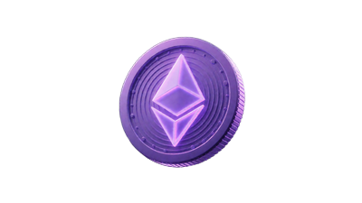 Leuchtendes Ethereum Coin in Neon-Violett als 3D-Symbol f&uuml;r Roby Casino Krypto Zahlung